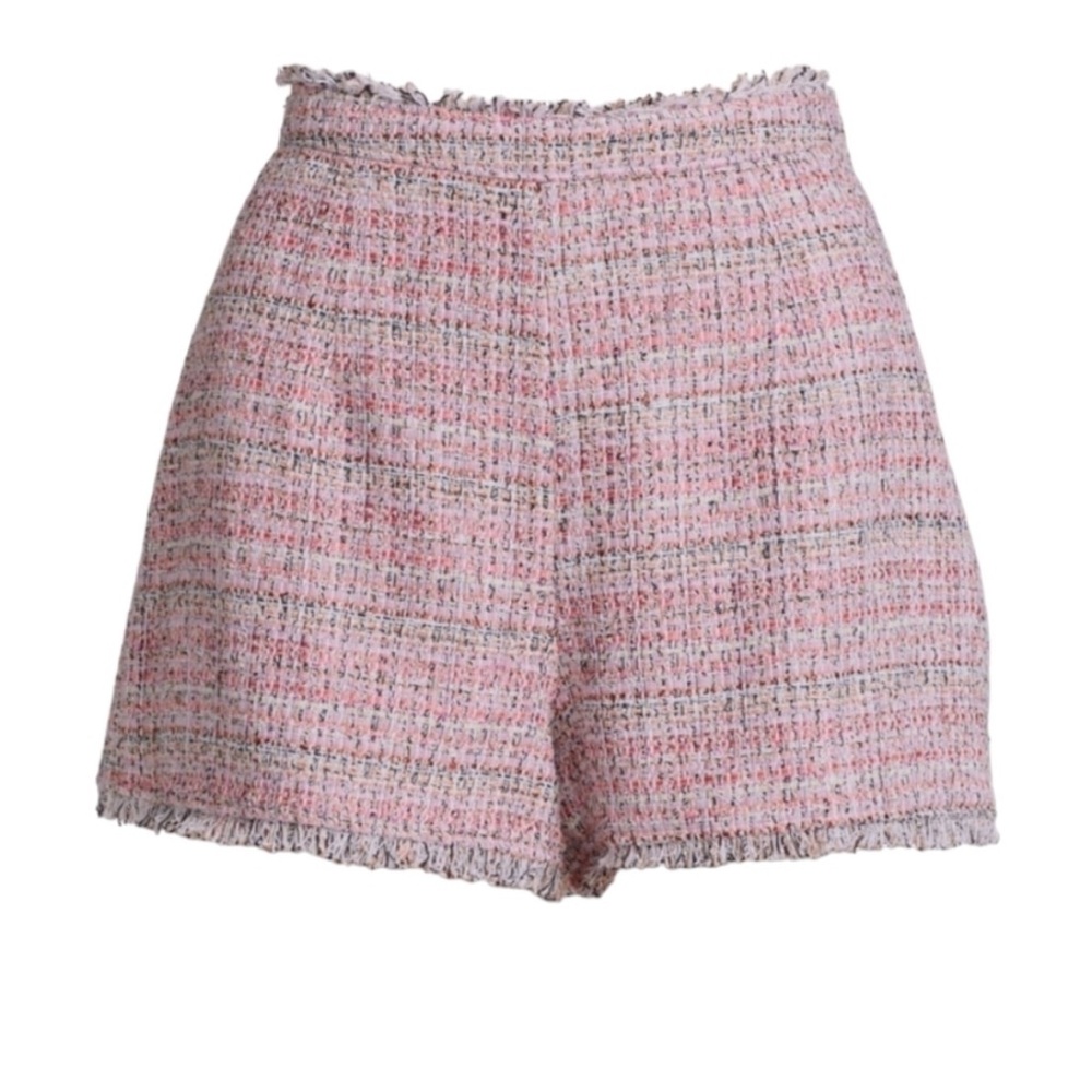 Cinq a Sept Pink Tweed High Waist Shorts - Picture 2 of 6